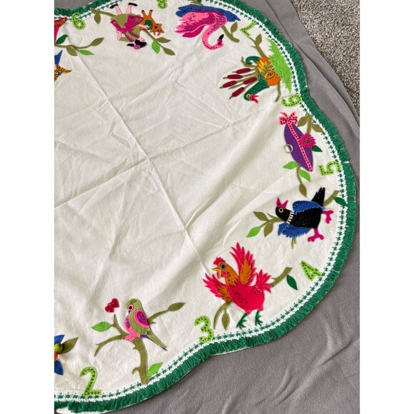 Edna Looney 12 Days of Christmas Tree Skirt Tablecloth Sequin Vintage 70s - Picture 6 of 10